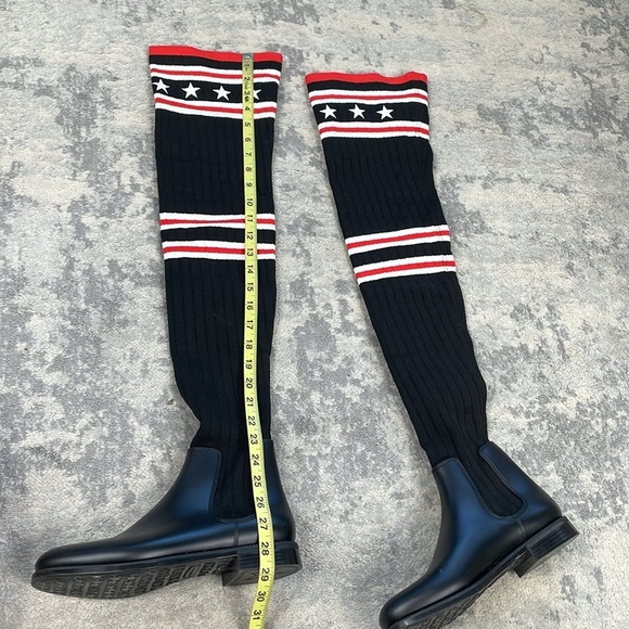 Givenchy Storm Rubber Rib Knit Thigh High Sock Boots Stars Stripe Sz 39 - Picture 14 of 16